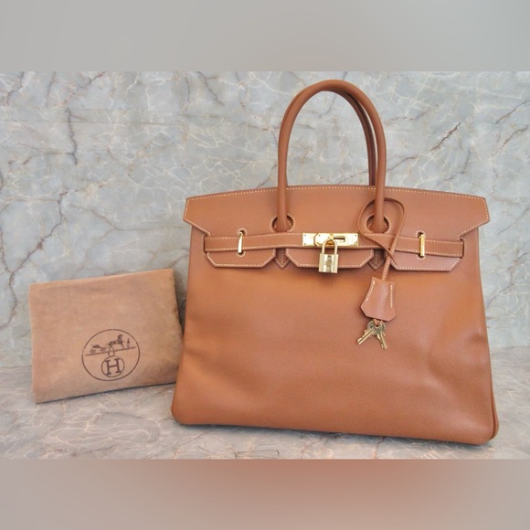 Authentic HERMES 35 Birkin 35 brown gold courchevel leather gold hardware - Picture 1 of 16